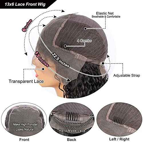 Venice Human Hair Wigs for Black Women Virgin Curly Full Lace Wig Short Lace Frontal Pre Plucked with Baby Hair (16inch, 13X6 lace front wig 150% density)