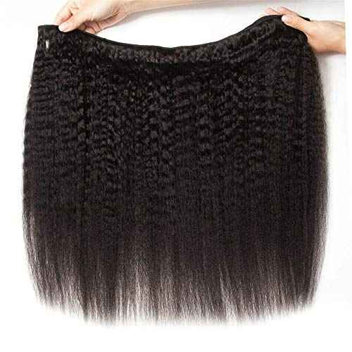 Kinky Straight Human Hair Bundles 100% Unprocessed Brazilian Remy Soft Yaki 3 Bundles Human Hair (18 20 22 Inch)