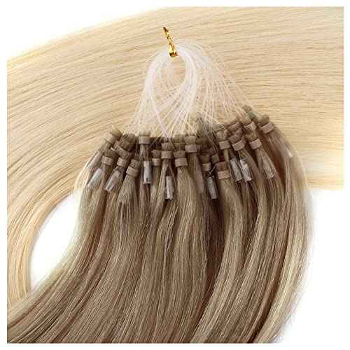ABH AmazingBeauty Micro Links Hair Extensions - 24 Inch Ash Brown Ombre Platinum Blonde Human Hair - 50G 50S Micro Loop Balayage