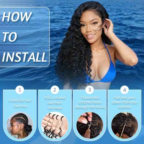 Curly Human Crochet Hair for Black Women Natural Black 16 Inch 125g Knotless Crochet Human Hair Pre-Separated Crochet Braiding Human Hair Extensions 100 Strands