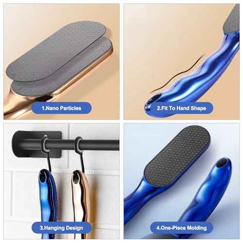 Veinsgrain Foot File, Nano Glass Foot File, Hard Skin Remover Nano-Glass Foot File, Veins Grain Foot File, Professional Foot Care Tools, Pedicure Tool for Smooth Feet (Gold)