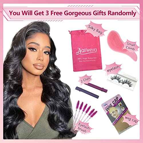 Aaliweya 5x5 HD Lace Closure Wigs Human Hair Body Wave 5x5 Lace Front Wig for Women 180 density Glueless Lace Closure Wig Pre Plucked with Baby Hair Super Soft Natural Black 22inch