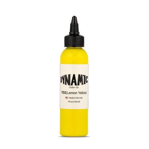Dynamic Color Co Lemon Yellow Tattoo Ink (4oz Bottle): Vibrant, Sterilized, Vegan & USA-Made Since 1990 – Trusted by Artists Worldwide