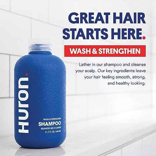 Huron Men's Shampoo - Mens Daily Shampoo for Full & Strong Hair- Nourishment for Men's Hair with Argan Oil & Vitamins E and B5-11.7oz (2 Pack)