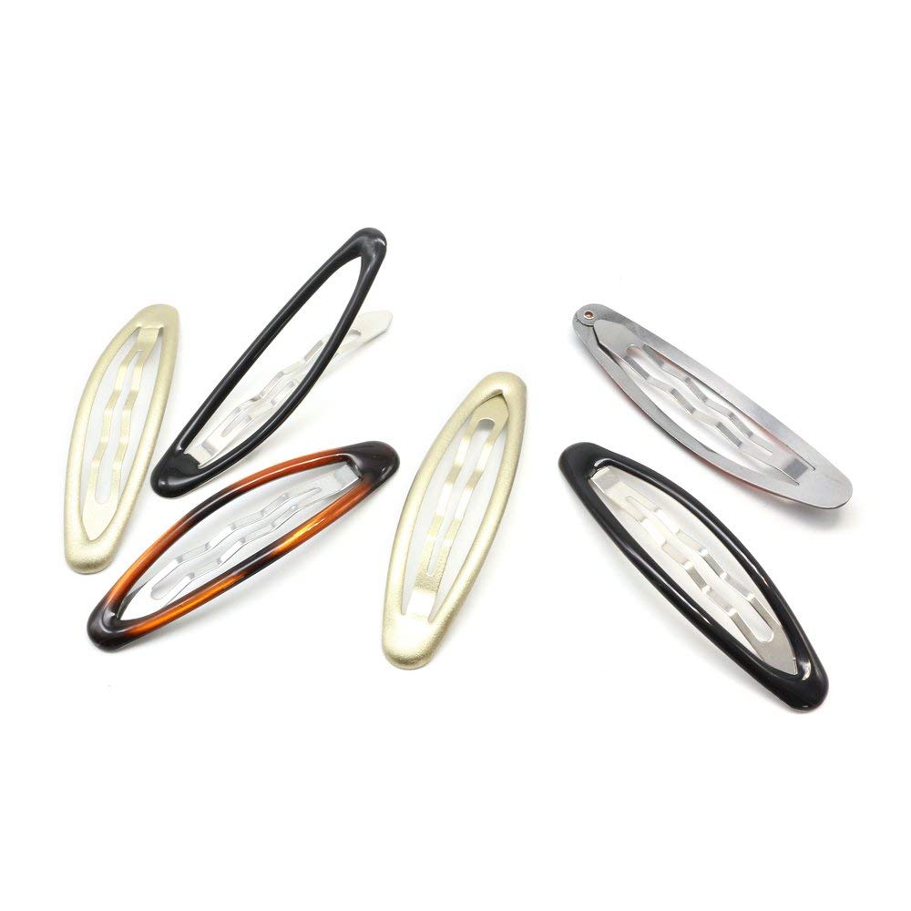 Dofash 6Pcs 8CM/3.15IN Epoxy Oval Shaped Snap Hair Clips for Women Hair Styling Clips Braid Hair Clips Hair Accessories (Black+Blonde+Tortoise)