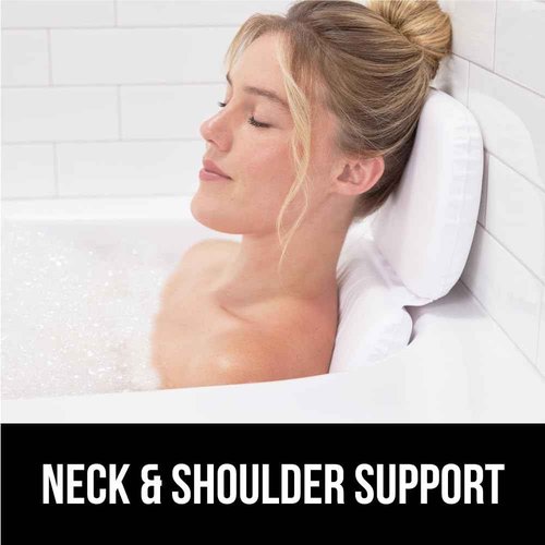 GORILLA GRIP Bath Pillow for Tub, Improved Suction Cups, Luxury Bathtub Pillows, Headrest for Neck and Back Support, Relaxing Home Spa, Hot Tubs and Bathroom Essentials, Gifts for Women, 3 Panel White
