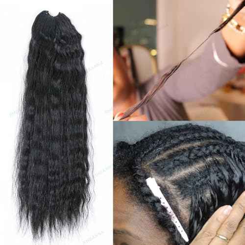 Feather Crochet Human Hair Extensions Wet and Wavy Knotless Pre-Separated Crochet Hair Extensions Human Hair With String In The Middle Braid 18inch 60g