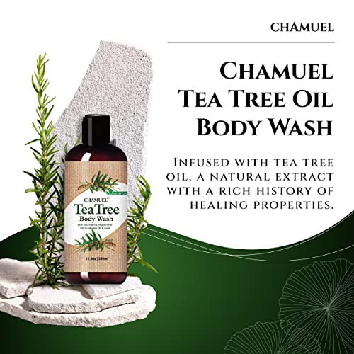 Chamuel Tea Tree Body Wash - Made With Natural Ingredients To Fights Itchy Skin, Body Odor, Athlete's Foot, Jock Itch & Toenails Issues - Organic Scented - Men & Women (11.8oz) 2-Pack