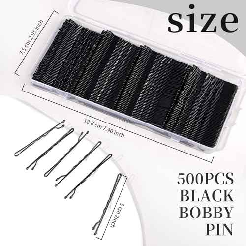 Teenitor 500pcs Black Bobby Pins, Bobby Pins for Women Black Bobby Pin Bulk 2inch