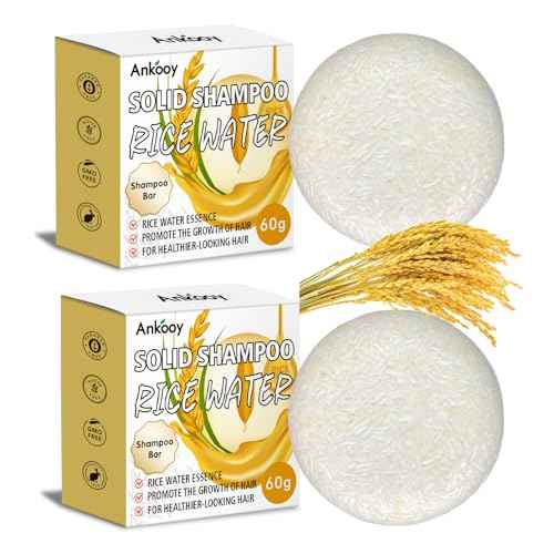 2 Pack Rice Water Shampoo Bar,Rice Shampoo Bars for Hair Growth,Dry Hair Shampoo Soap for Hair Care,Solid Soap for Women and Mens,Moisturizing for All Hair Types