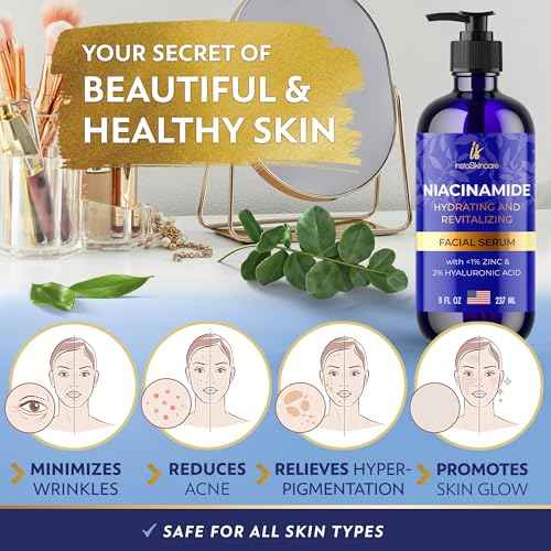 Niacinamide Serum 8Oz for Face 10% with Zinc 1% Vitamin B3 Brightening Serum for Tone, Texture