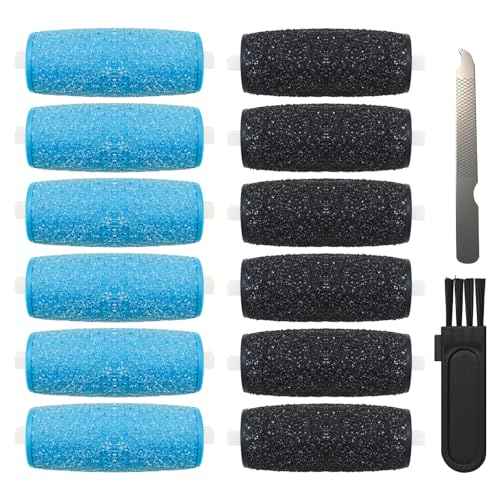 12 Pcs Replacement Rollers Head Refills Compatible with Amope Pedi-Perfect Pro Electric Callus Remover Foot File (6 Extra Coarse & 6 Regular Coarse)