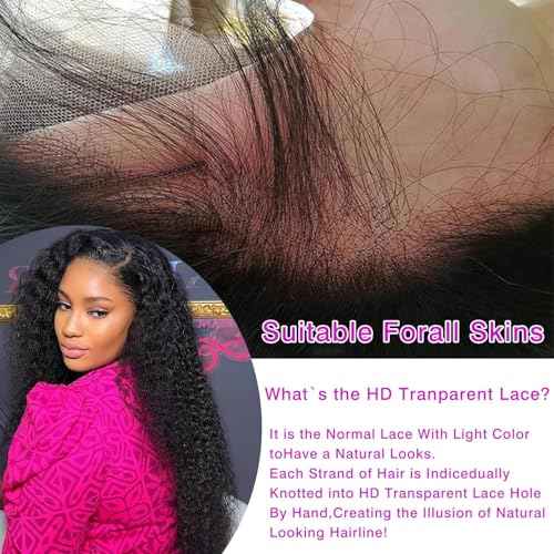 Deep Wave Lace Front Wigs Human Hair 13x6 HD Transparent Lace Front Wigs Human Hair 200% Density Deep Curly Human Hair Wig Pre Plucked Deep Wave Frontal Wigs Natural Color 26 Inch