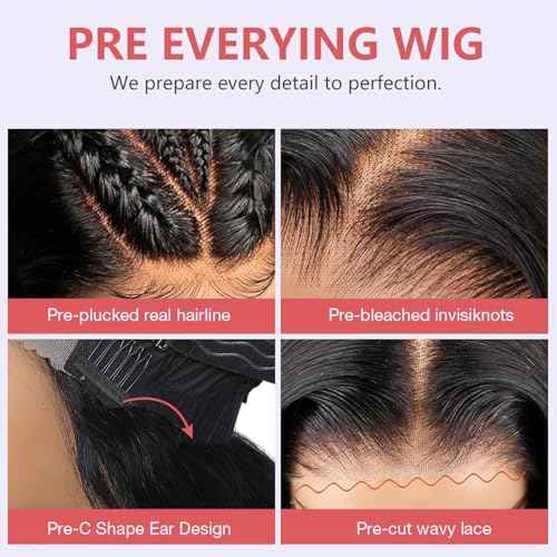 9x6 Glueless Wigs, Pre Plucked & Pre Cut, 180% Density HD Lace Closure, Straight Lace Front, 20" Inch Ready to Wear Wigs