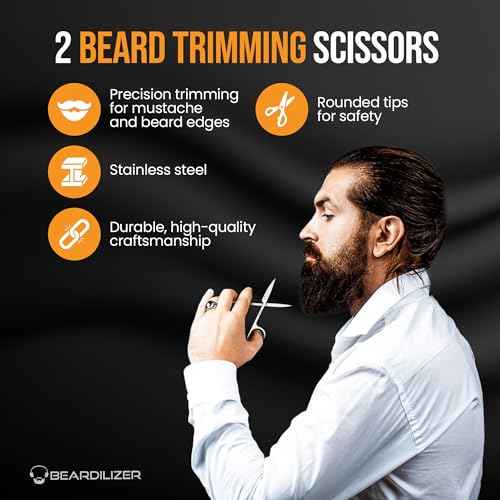 Beardilizer Beard Brush Kit, 100% Pure Boar Bristle Brush, Luxury Wood Comb & 2 Mustache Scissors, Professional Grooming & Care, Beard Accessories for Men