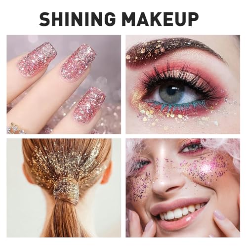 AROIC 40 Colors Body Glitter, Hair Glitter for Kids Women Makeup, Glow in The Dark, Eyeshadow Hair Gel Face Sparkles, Body Makeup for Festivals, Raves, Anime Cosplay, Concerts Festival Face Paint