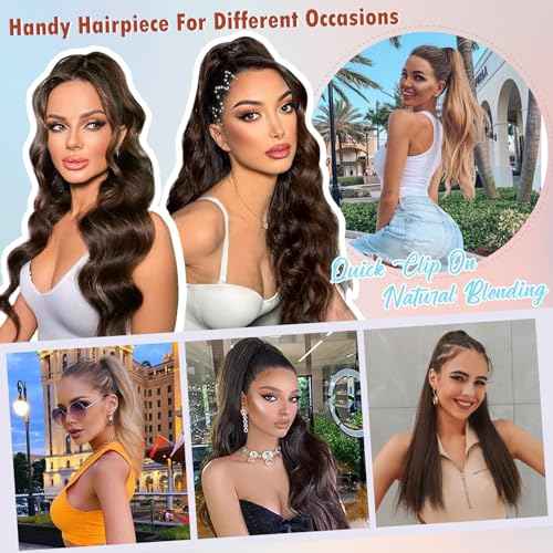 Hairro Claw Clip Ponytail Extension Human Hair Clip In Ponytail Jaw/Claw Jaw On Pony Tail Hairpieces For Women 18 Inch 115g #1B Natural Black