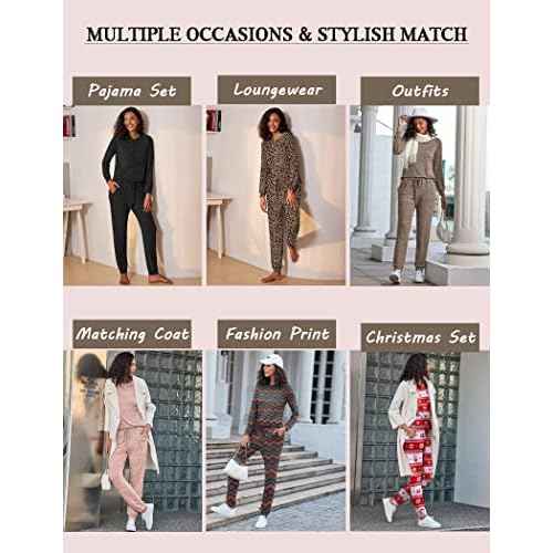 Ekouaer Womens Pajamas Set Long Sleeve Loungewear Soft Lounge Set Joggers with Pockets