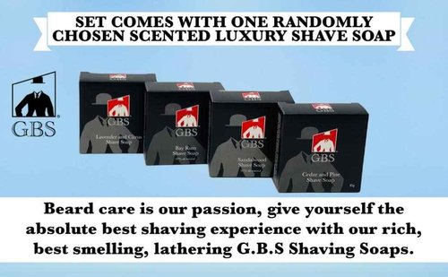 G.B.S Shaving Brush with All Natural Shave Soap, Shave Brush Stand and Ceramic Shaving Mug Kit
