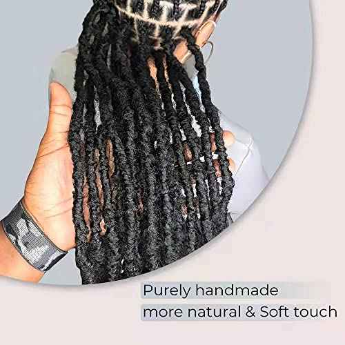 Niseyo Wild Locs 24 Inch Distressed New Faux Locs with Curly Ends 8 Packs Long Soft Pre-looped Goddess Crochet Hair (1B, Natural Black)