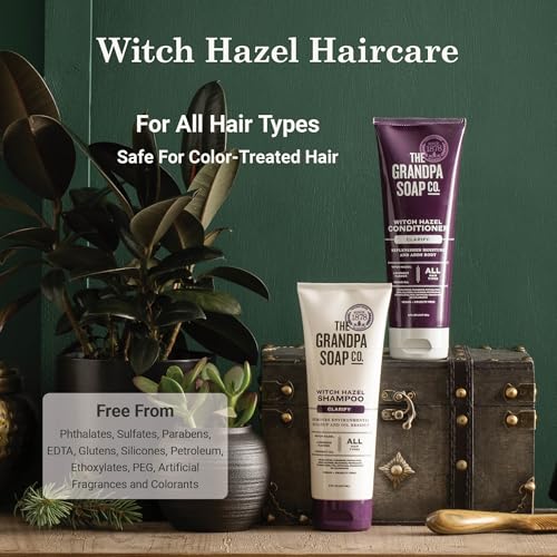 The Grandpa Soap Company Clarifying Witch Hazel Conditioner - Relieves Scalp Conditions and Protects Against Buildup, With Lavender Flower, Sulfates and Parabens Free, 8 Fl Oz, 2 Pack