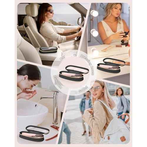 Clear Travel Makeup Brush Holder, Leather Makeup Brush Toiletry Bag, Portable Cosmetic Brush Case, Transparent Waterproof Makeup Brush Storage Bag, Black, Large