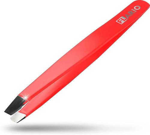 Professional eyebrow tweezers, Tweezers for Men, Women and Children, with angled tip for easy plucking of ingrown hairs, Stainless steel (Pink)