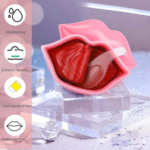 VEZE Lip Masks 20 Pcs, Mask for Dry Lip, Sheets, Collagen Skin Care, Crystal Pads Moisturizing, Anti-Wrinkle, Anti-Aging, Firms & Hydrates Lips, Sleep Pink Count (Pack of 1)