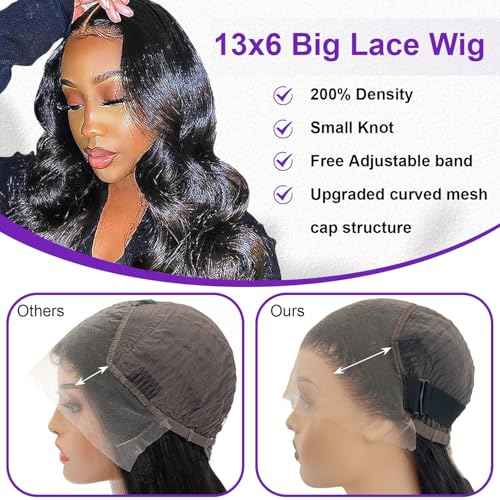 Zazumi 13x6 Body Wave Lace Front Wigs Human Hair 200 Density HD Transparent Lace Frontal Human Hair Wig for Black Women Glueless Wigs 22 Inch