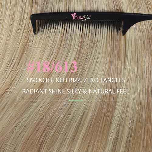 YoungSee Blonde Tape in Human Hair Extensions Long Hair Extensions Real Human Hair Tape-in Invisible Tape ins Hair Extensions for Women 24 Inch 20pcs 50g Tapes Extensions Straight Hair