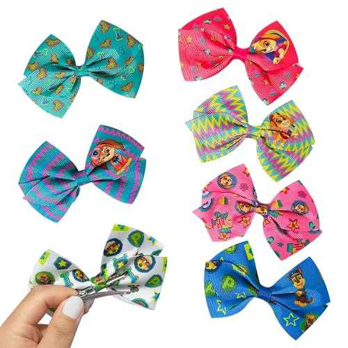 LUV HER Paw Patrol Alligator Hair Clips for Kids ? 7-Pack Non-Slip 4-Inch Hair Bows ? Girls Hair Accessories with Rescue Pup Prints ? Ages 3+ ? Non-Toxic Material