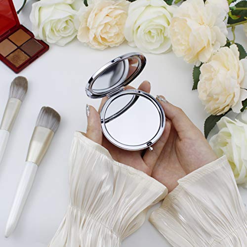 Compact Crystal Pocket Makeup Mirrors,Letter Mirrors Set Include 1 Letter Mirror 1 Letter Love Knot Bracelets for Bachelorette Party Bridesmaid Proposal Gifts ,Wedding Party Gifts. (Champagne T)