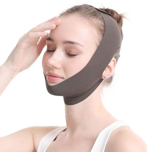 V-Line Face Slimming Strap, Double Chin Reducer Mask, Adjustable Facial Lifting Bandage, Gray