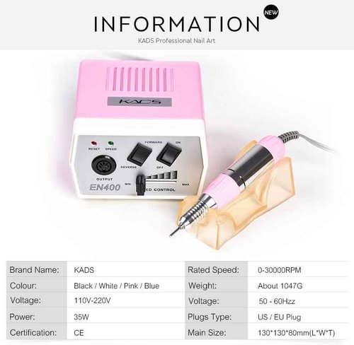 Professional Nail Drill Machine Electric Nail File Acrylic Manicure Pedicure Grinding Drill Set Low Heat Low Noise Low Vibration,30000 RPM Polishing Shape Tools Design for Home Salon Use(Pink 110V)