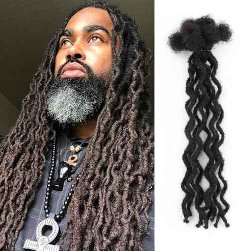 30 Locs Pack ? 16 Inch Permanent Dread Extensions, Made with 100% Human Hair in Afro Kinky Style, 0.4cm Micro Size for Realistic Dreadlock Look
