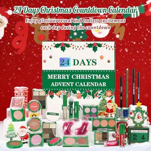 Makeup Advent Calendar 2025, 24 Days Christmas Makeup Gift Set for Adult Women & Teen Girls, UCANBE 2025 Xmas Countdown Calendar Beauty & Cosmetics Holiday Surprise Make Up Gift Kits for Women Full Kit
