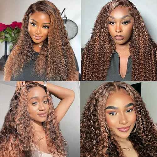 Human Hair Bundles Jerry Curly P4/30 Color Human Hair Unprocessed Brazilian Virgin 3 Bundles Quick Weave Human Hair Extensions (P4/30 Jerry Curly,20 22 24)
