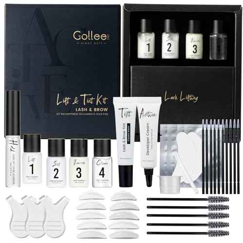 GOLLEE Lash Lift and Black Color Kit Brow Lamination Kit Black Eyelash & Eyebrow Set Eyelash Perm Kit With Detail Instruction and Complete Tools Easy For Beginner Achieve Salon-Quality at Home