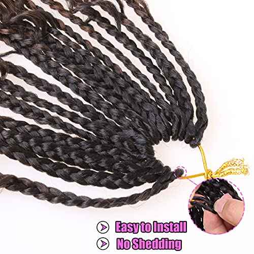 COOKOO 30 Inch Boho Box Braids 8 Packs Goddess Box Braids Crochet Hair Hippie Braiding Hair With Curly Ends Pre-looped Synthetic Crochet Hair for Black Women 53#