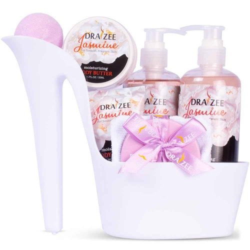 Luxury Spa Gifts for Women – 8 Pc Jasmine Scented Bath and Body Set with Bubble Bath, Lotion & More – Luxury Self Care Kit for Wife, Mom, Girlfriend, Christmas & Birthday Gifts for Women by Draizee