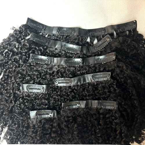 Kinky Curly Clip in Hair Extensions Real Human Hair Seamless PU Clip ins Hair Skin Weft 7pcs/set 120g 20inch for Black Women
