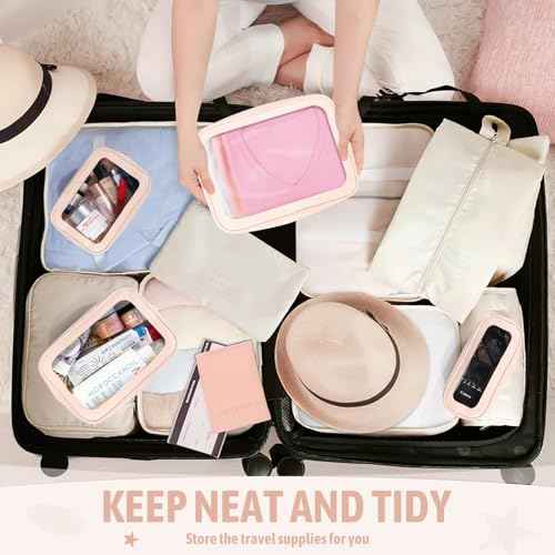 5PCS Clear Toiletry Bag,TSA Approved Travel Makeup Pouch with Zipper for Cosmetics and Toiletries£¬Diaper Bag Organizer Pouch Set£¬Women's Purse Organizer and Clear Car Bag