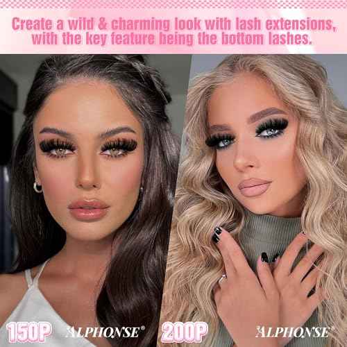 Fluffier Lash Clusters Kit with Bottom Lashes 320pcs Cluster Eyelash Extensions Kit Volume Individual Lashes Kit with Lash Bond and Seal Tweezers by ALPHONSE (150D+200D, 12-20mm)