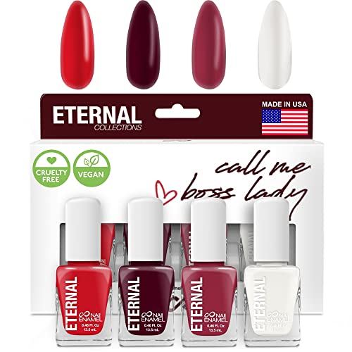 Eternal Nail Polish Set 4 Piece Kit: Long Lasting, Quick Dry and Cruelty Free. Made in USA - 0.46 Fluid Ounces Each (Call Me Boss Lady)