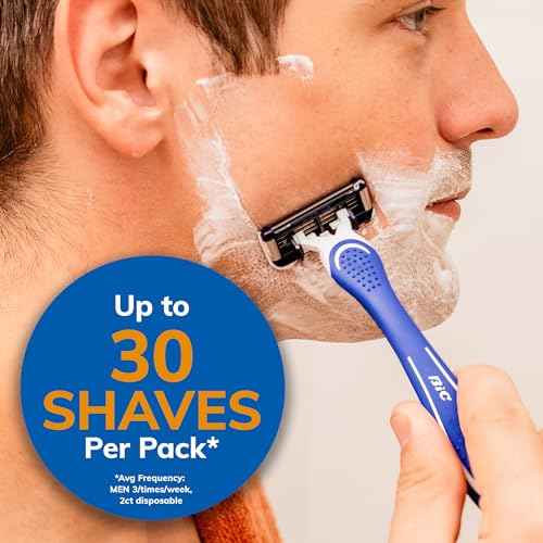 BIC EasyRinse Anti-Clogging Men's Disposable Razors for a Smoother Shave With Less Irritation, Shaving Razors With 4 Blades, 2 Count