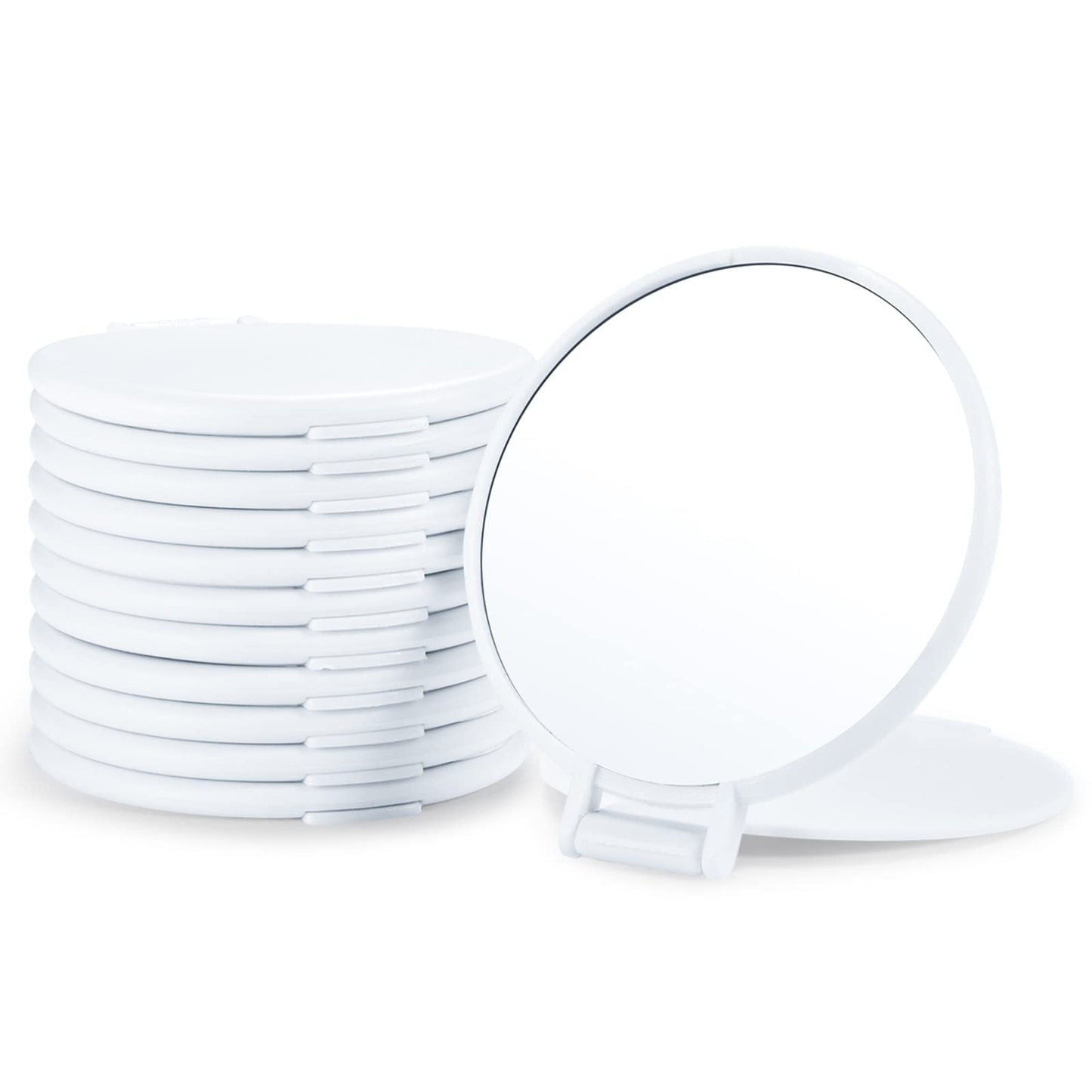 Qislee Compact Mirror Bulk, Round Makeup Mirror for Purse, Set of 12 (White)