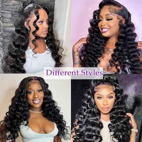 Deep Wave Lace Front Wigs Human Hair Glueless Wigs for Women 13x4 HD Transparent Lace Front Wigs Pre Plucked with Baby Hair 200 Density 24 Inch