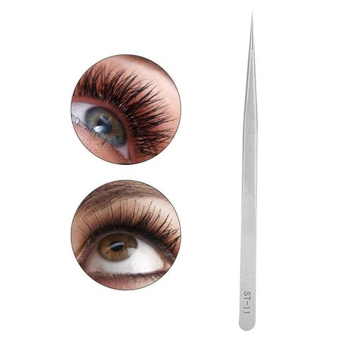 5.51" Stainless Steel Pointed Straight Tweezer, Professional Eyelash Extension Straight Tweezers for Nail Art Hair Eyebrow