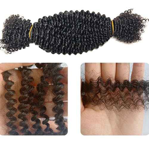 Afro Kinky Curly Bulk Human Hair for Twists/Braids/Permanent Micro Locs Bulk Human Hair Extensions For Braiding 100g/Bundles 22inch Natural Black