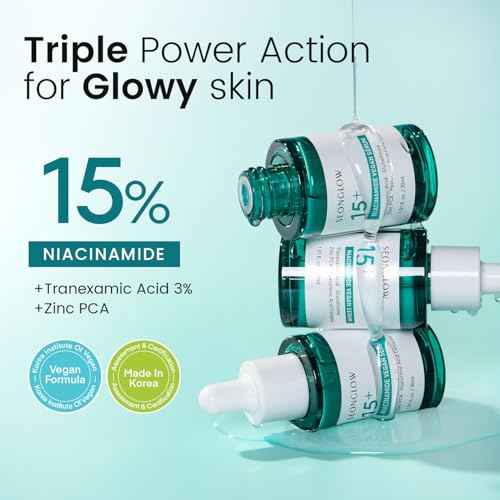 15% Vegan Niacinamide+ 3% Tranexamic Acid Serum: Korean Skin Care Niacinamide serum - Pore Minimizer for Face, Glutathione, Zinc PCA, 1.01 fl.oz.(30ml)